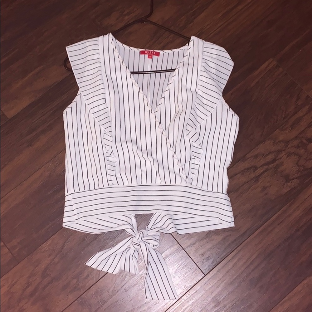 Guess stripe crop top tie back Size M